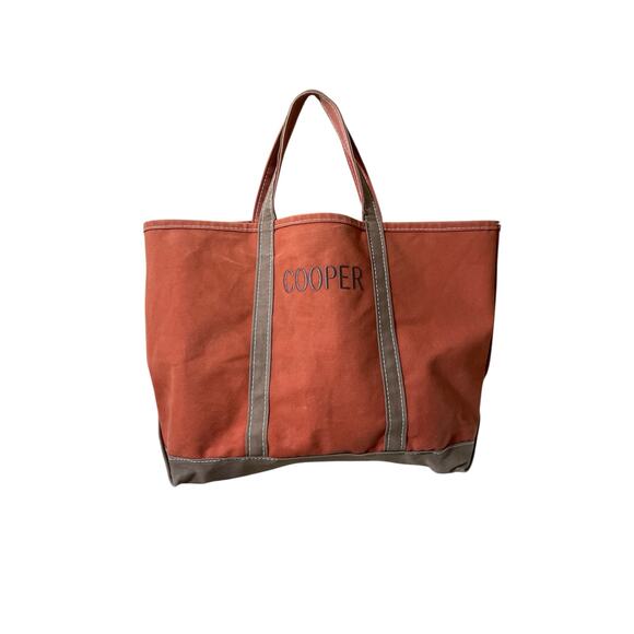 L.L. Bean Handbags - L.L.Bean Boat and Tote Bag Canvas Rust Orange Cotton USA Monogram Cooper